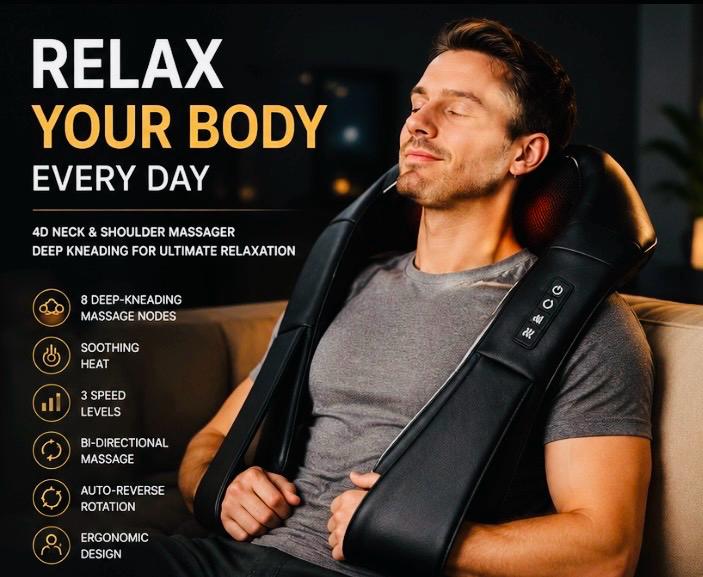 Relax Station™ 4D Shiatsu Neck & Shoulder Massager