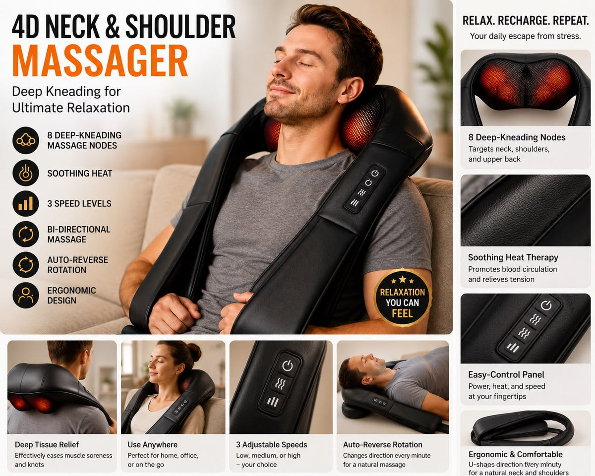 Relax Station™ 4D Shiatsu Neck & Shoulder Massager